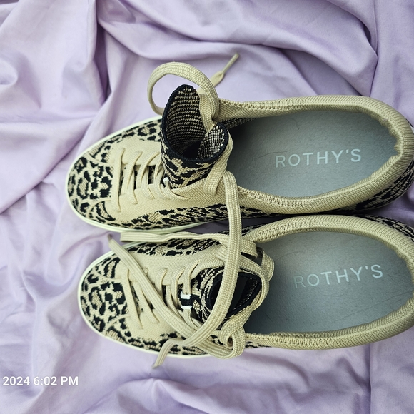 Rothys Tan and Black Print Women's Sneakers - Picture 3 of 7